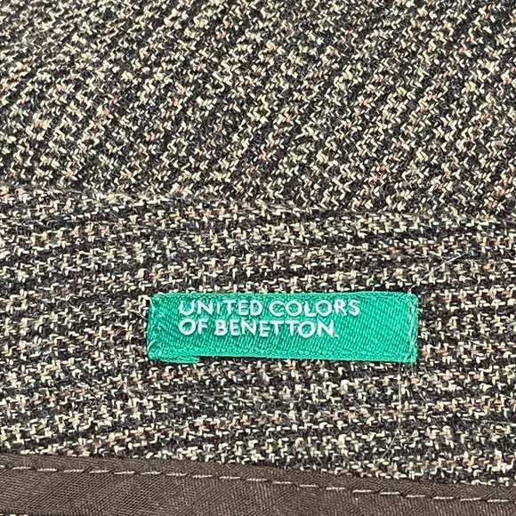 Vintage 2000’s United Colors of Benetton Green Wool Blend Tweed Pencil Skirt 10 - Picture 5 of 8
